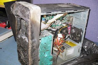 A fire damaged server from the University of Southampton