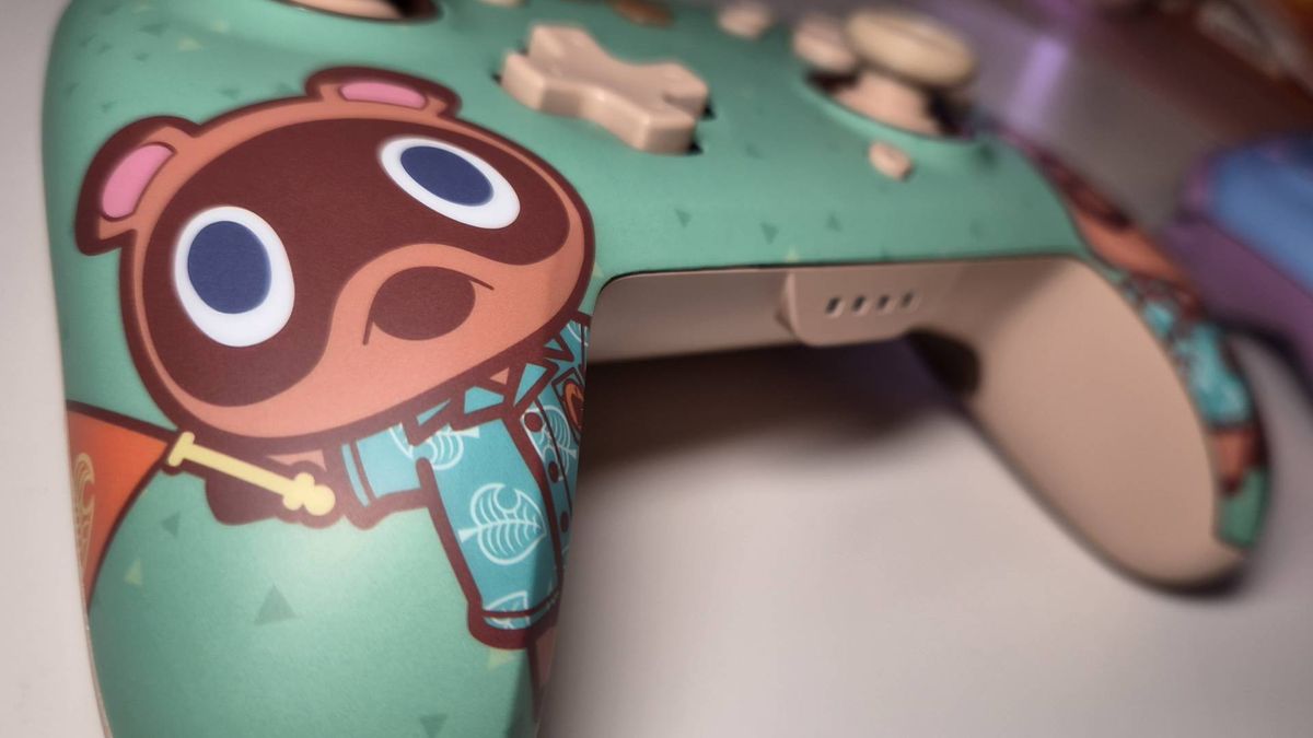 Photo of the Turtle Beach Animal Crossing accessories sitting on a white desk.