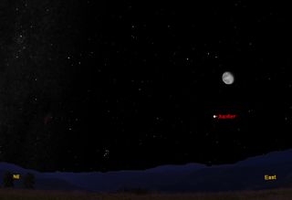 Sky map for Jupiter and the moon on Sept. 15, 2011 at 10 p.m.