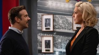 Jason Sudeikis and Hannah Waddingham in Ted Lasso