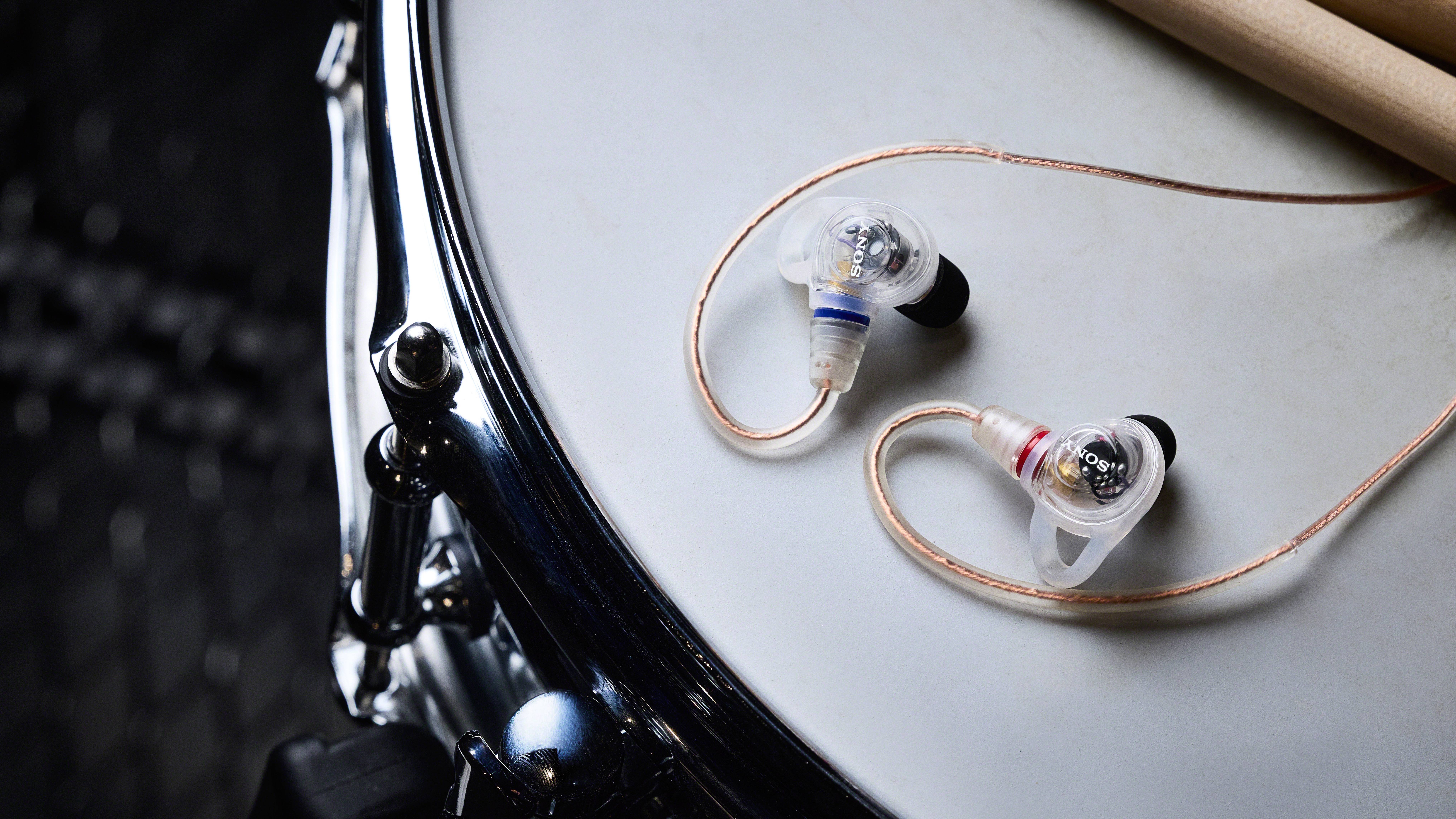 The Sony IER-M500 on a drum.