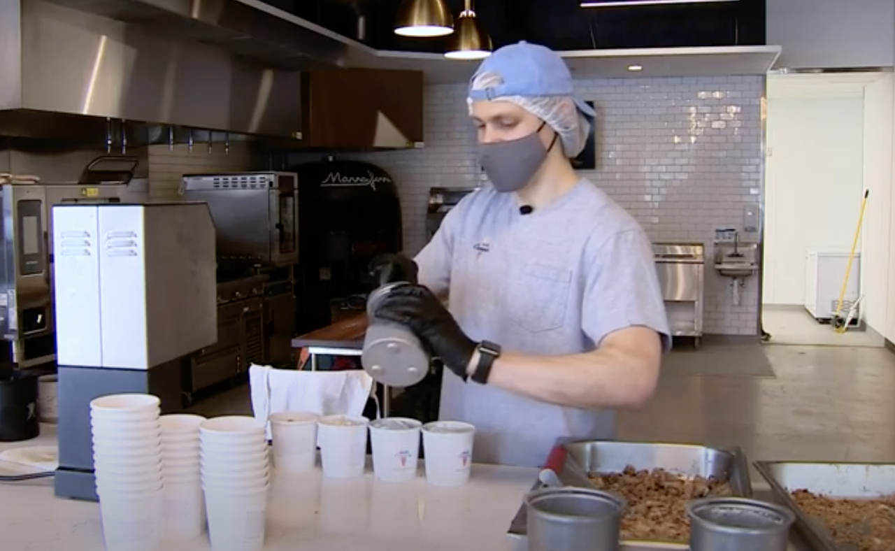 Zach Vraa makes ice cream at A to Z Creamery.