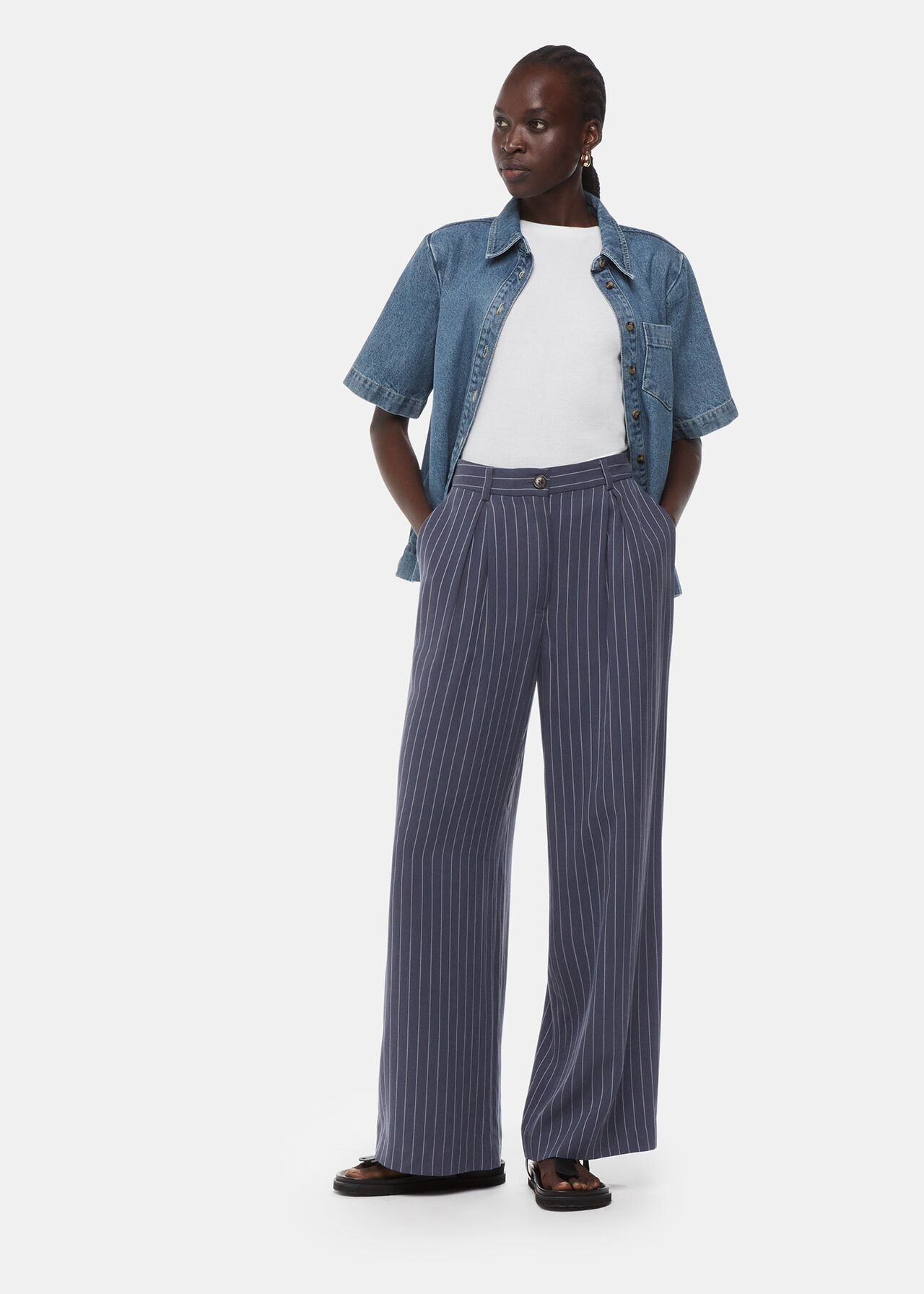 Navy Lottie Pinstripe Trouser