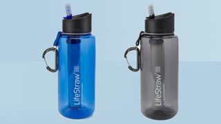 LifeStraw Go 2-Stage water filter Bottle on blue background