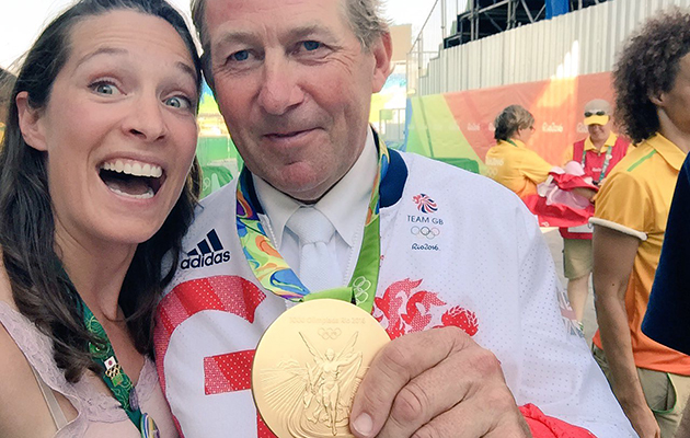 A 'Skelfie' - H&amp;H's Alice Collins and Nick Skelton with his gold medal at Rio 2016