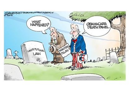 Political cartoon obamacare delays