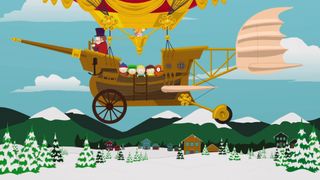 The kids on a flying boat during the South Park episode 'Imaginationland' (season 11, episode 10)