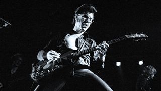 Rock'n'roll guitarist Link Wray (1929 - 2005) performs on stage at The Venue in London, 2nd June 1979.