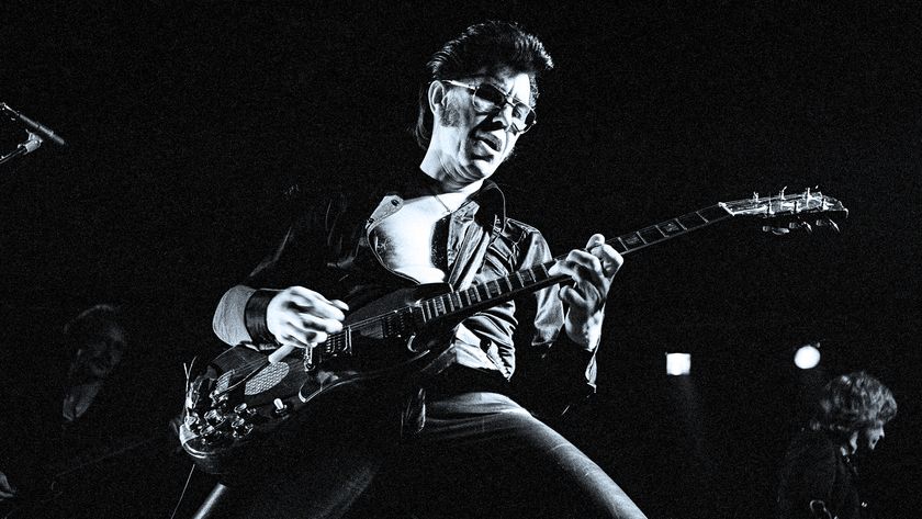 Rock'n'roll guitarist Link Wray (1929 - 2005) performs on stage at The Venue in London, 2nd June 1979. 