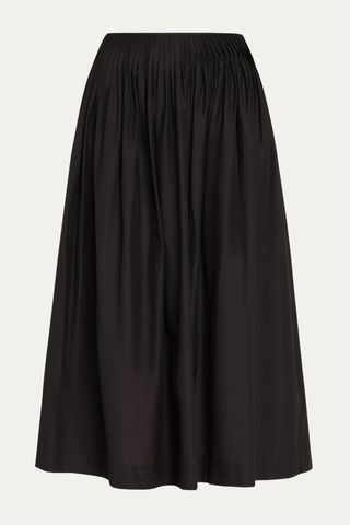 Loulou Studio black Artemis Pleated Maxi Skirt on grey background