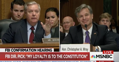 Lindsey Graham and Christopher Wray.