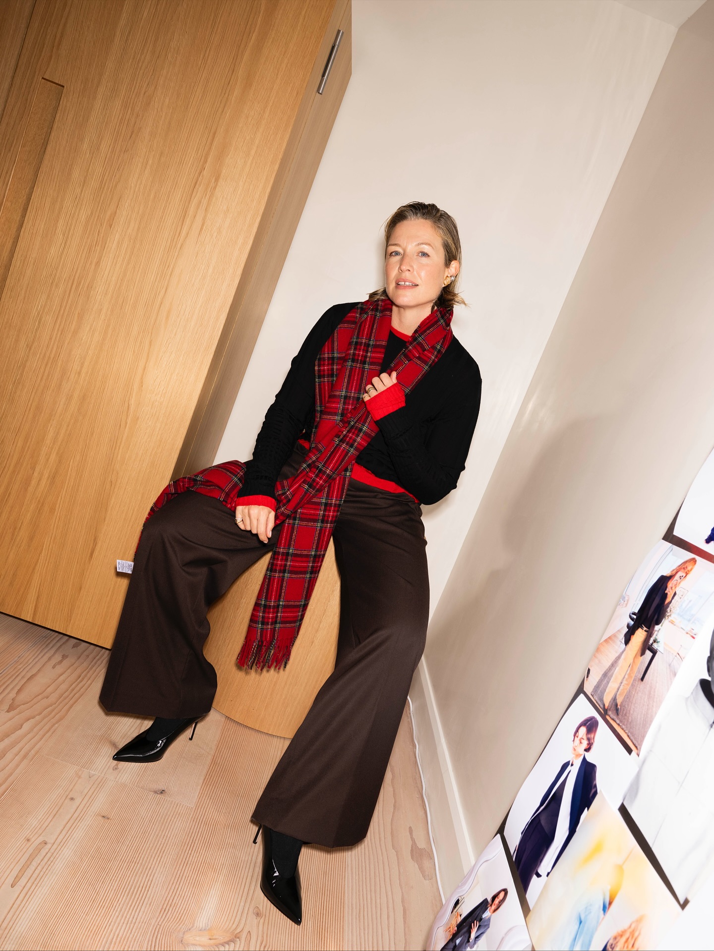 @alexisforeman wearing colored T-shirts under sweaters