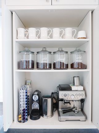 coffee in glass jars in a pantry
