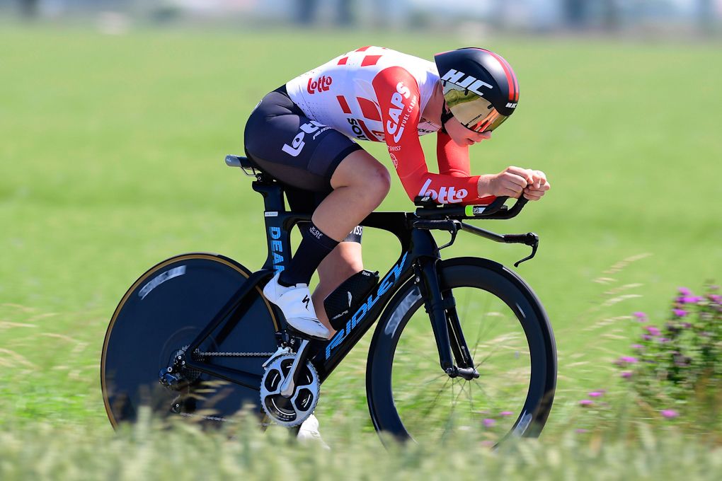 Lotte Kopecky en route to winning the 2019 Belgian TT title