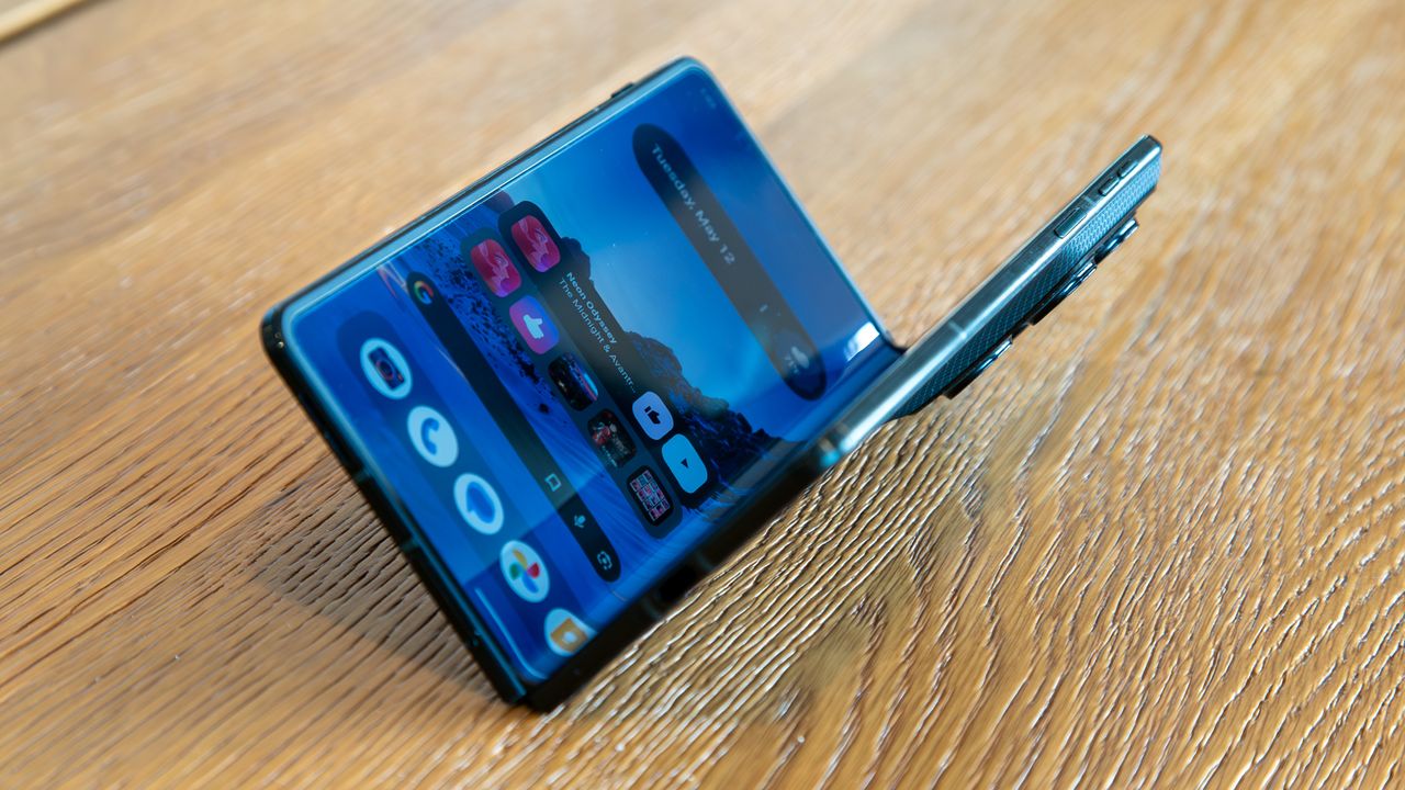Motorola Razr Fold open on its side