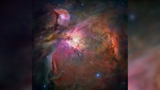 The colors of the Orion Nebula can be attributed to different chemical elements.