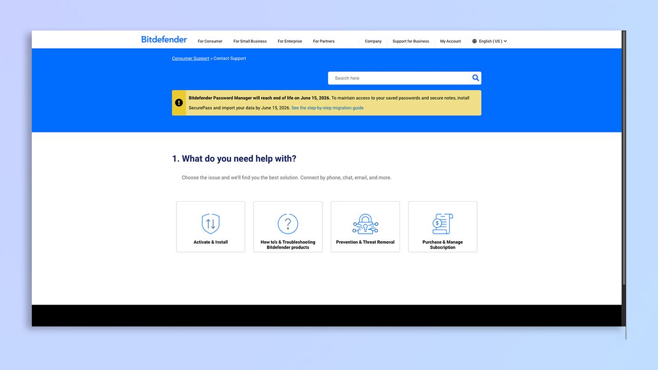 Bitdefender software screenshot