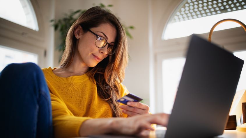 Woman working at home