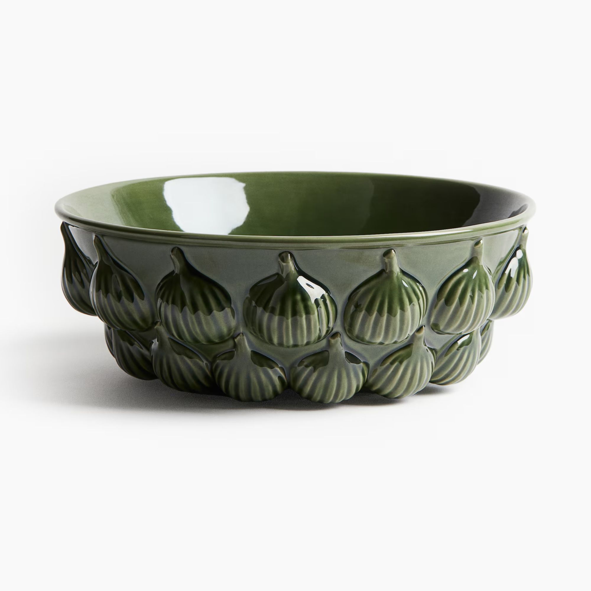 Forest green stone bowl with 3D pumpkin design