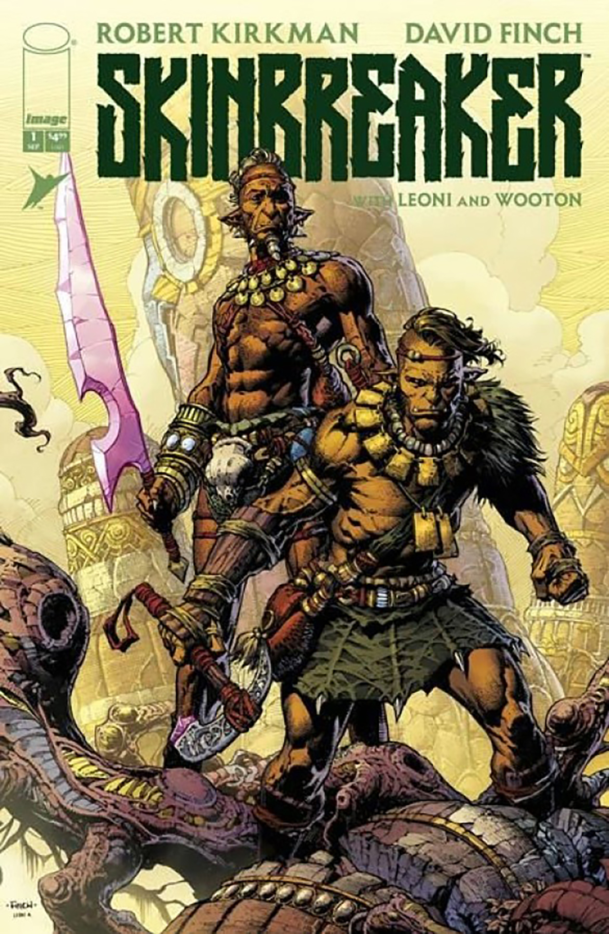 A pair of alien hunters stand next to each other brandishing their weapons