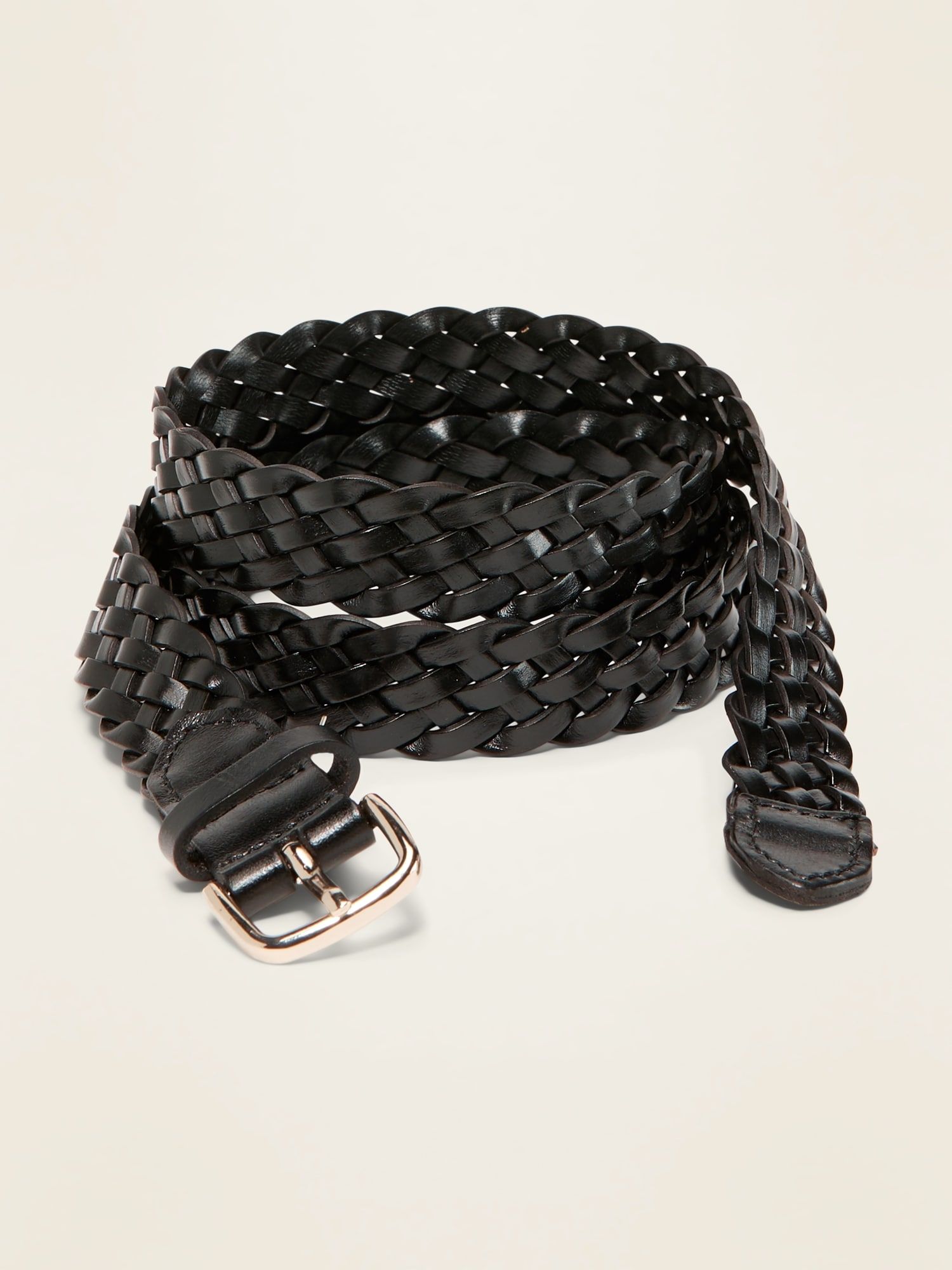 Braided Faux-Leather Belt for Women (1")