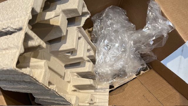 close up of the discarded packaging from the coffee machine, a plus that's it's mostly cardboard not plastic!
