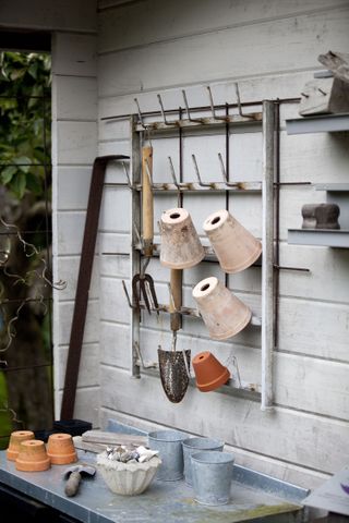 shed storage ideas: hanging pots