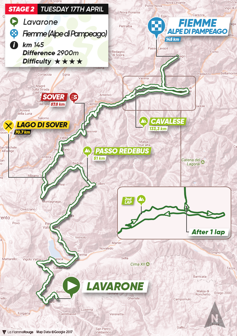 Tour of the Alps 2018 stage 2 map