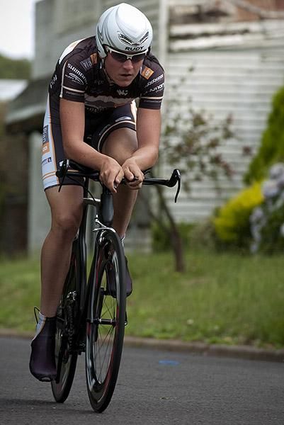 Andrew Martin from Western Australia leaves Learmonth on the 27.1km men's under 23 time trial.