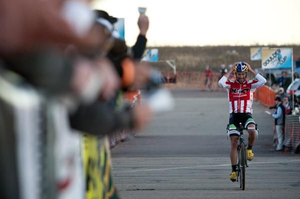 Tim Johnson (Cyclocrossworld.com) can't believe that he's won for the second day in a row.