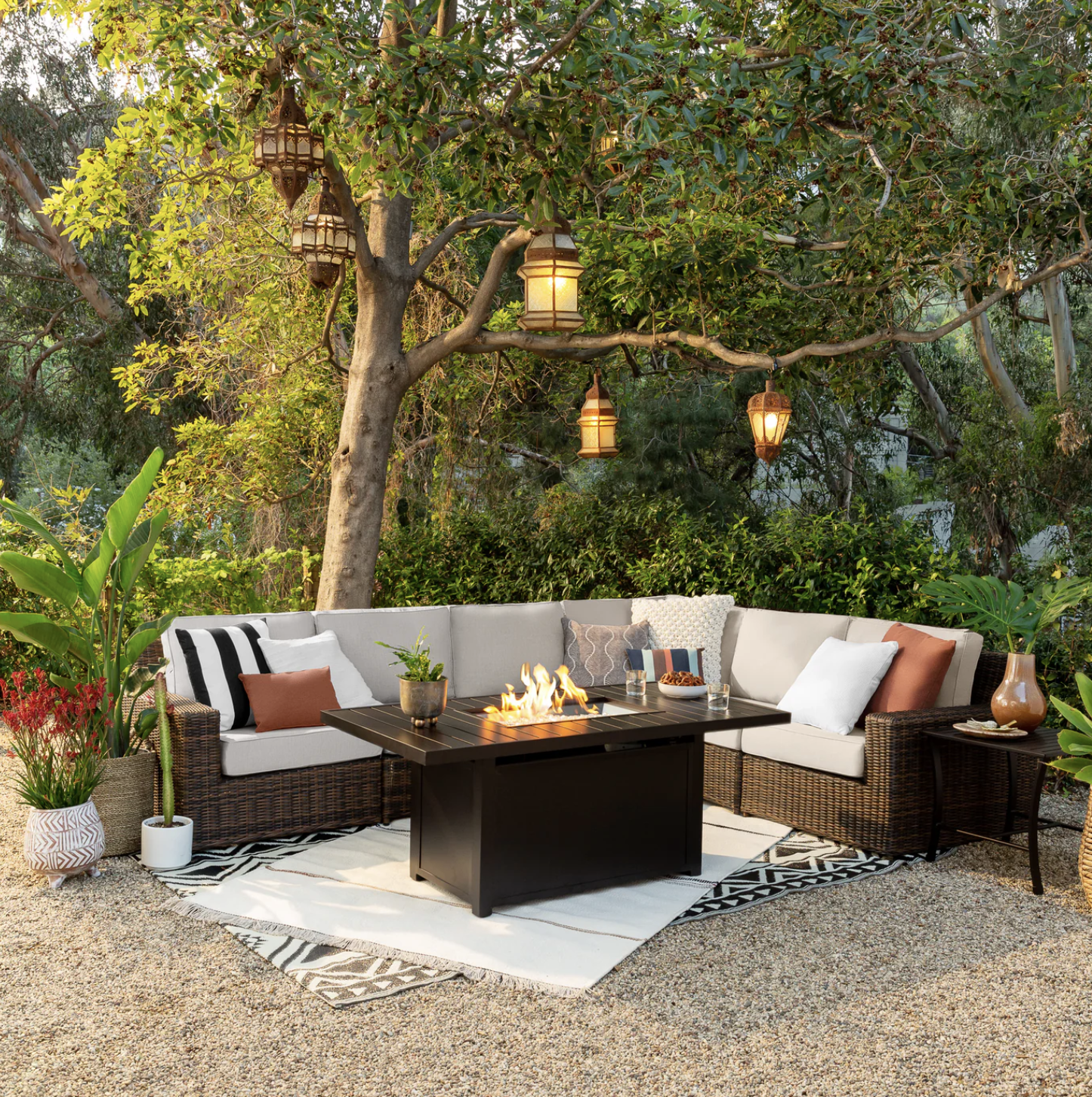 outdooe sectional under a tree