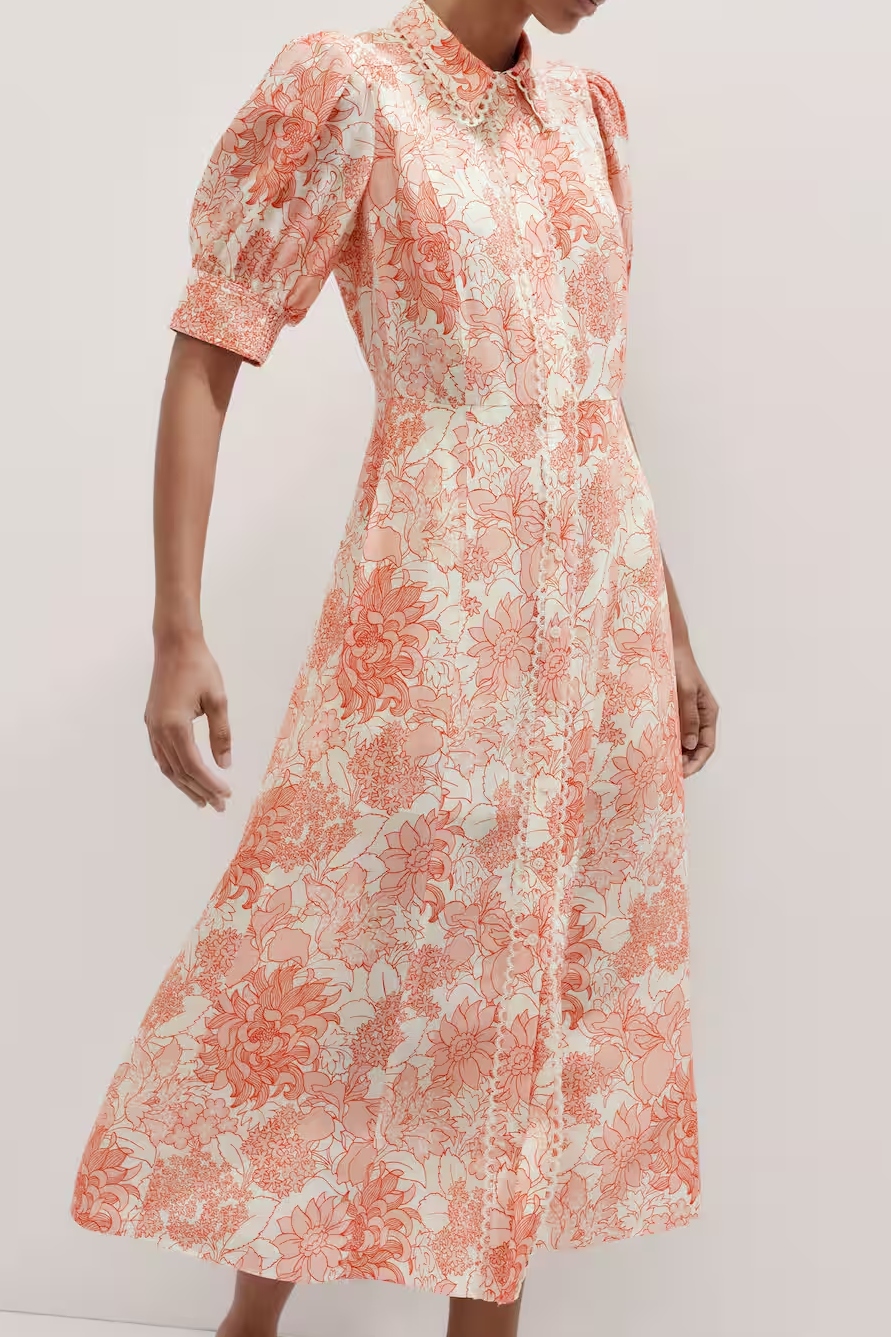ME+EM Linen-Blend Floral Dress