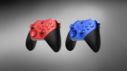 The Xbox Elite Wireless Controller Series 2 in red and blue colourways