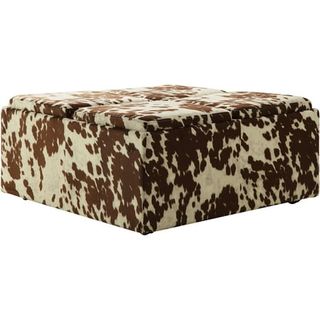 Chelsea Lane Maxfield Brown Cowhide Print Storage Cocktail Table Ottoman