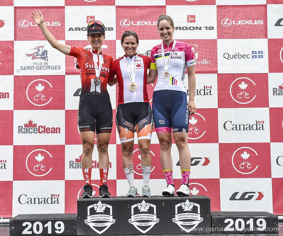 The podium: Leah Kirchmann, Karol-Ann Canuel, Ariane Bonhomme (L-R)