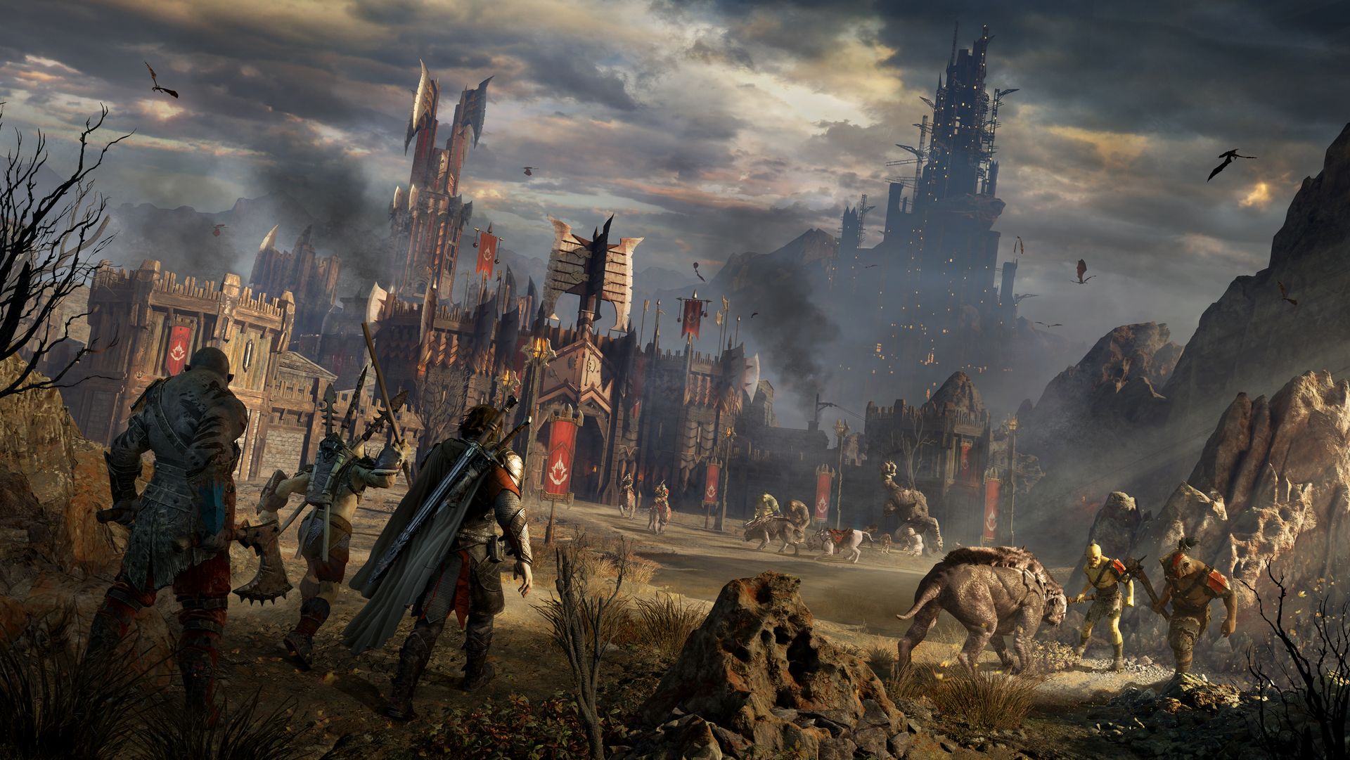 Talion approaching an orc fort in Middle-earth: Shadow of War.