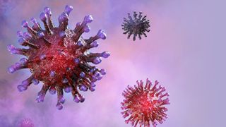 Illustration of three virus particles