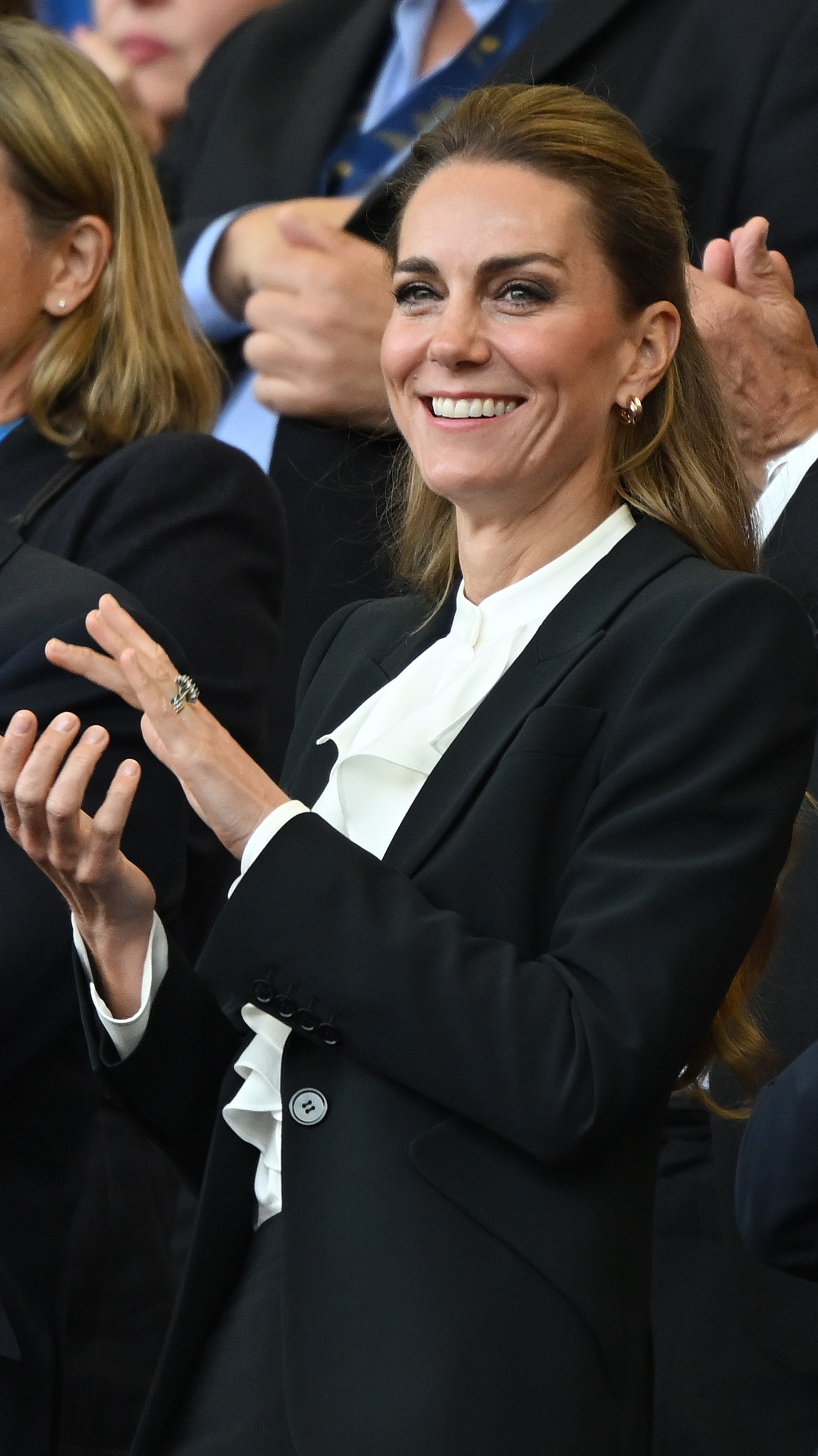 Catherine, Princess of Wales claps at the Women&#039;s Rugby World Cup 2025 Pool A match between England and Australia at Brighton &amp;amp; Hove Albion Stadium on September 06, 2025
