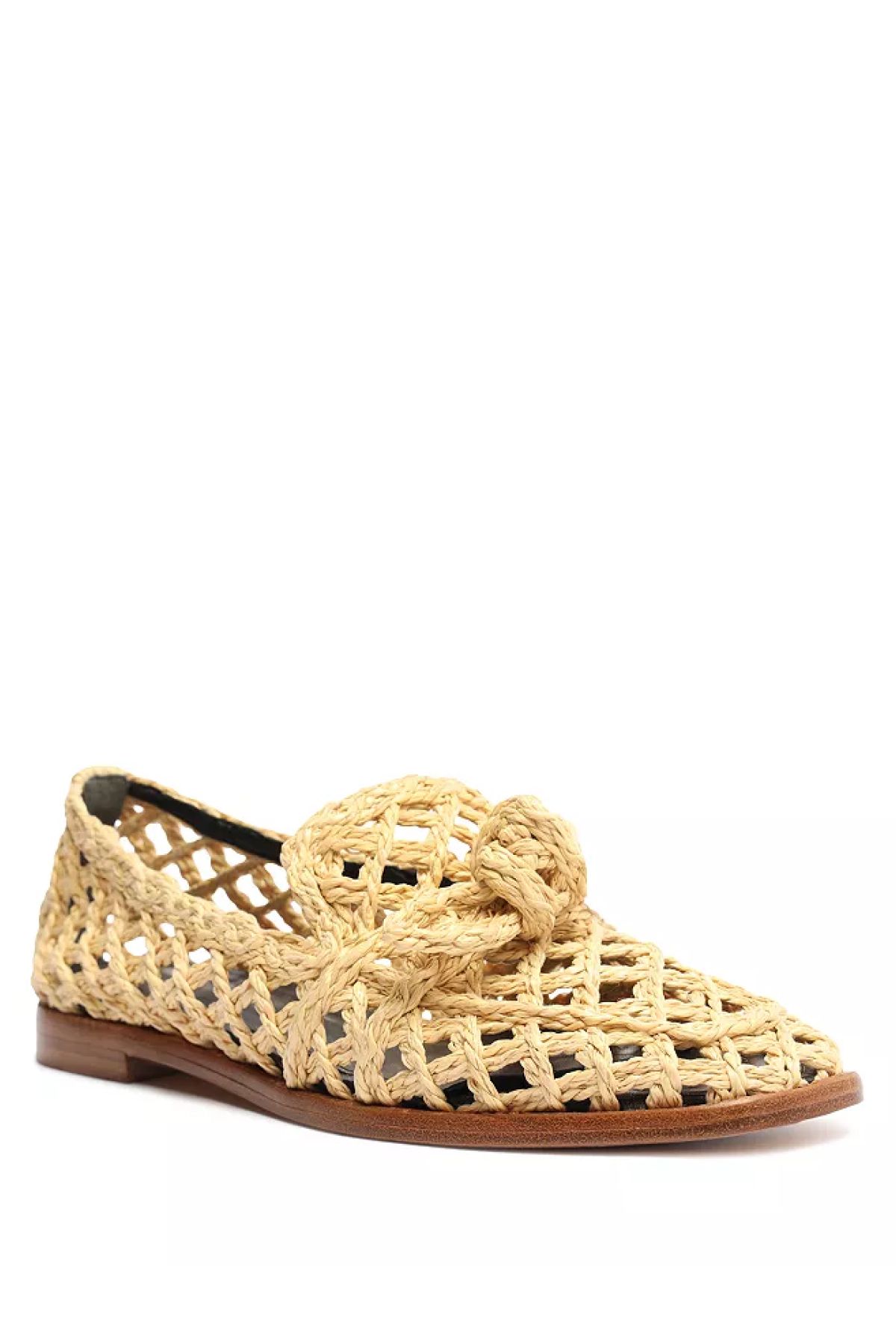 Alexandre Birma Raffia Woven Embellished Slip On Flats