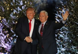 President-elect Donald Trump and Vice President-elect Mike Pence appear together during a stop on his 'USA Thank You Tour 2016' on Dec. 16 in Orlando, Florida. The Trump administration has expressed interest in reviving the National Space Council, which t