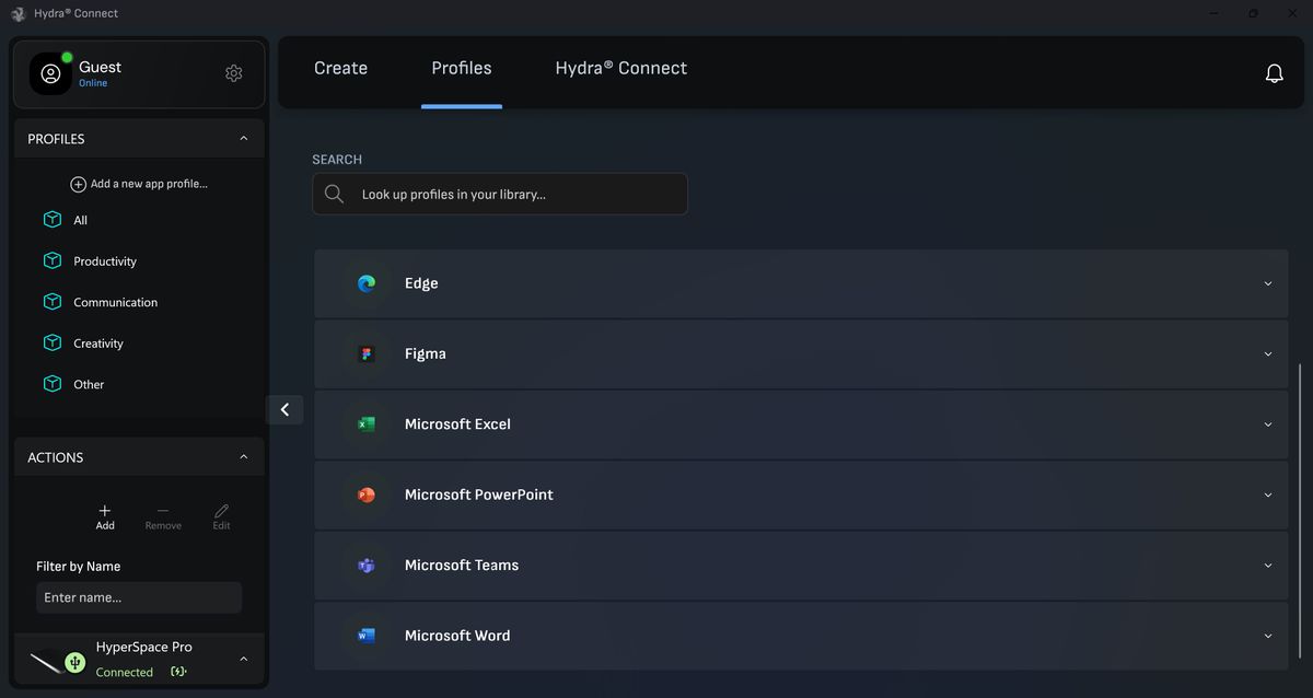Hydra Connect software for HyperSpace Trackpad Pro