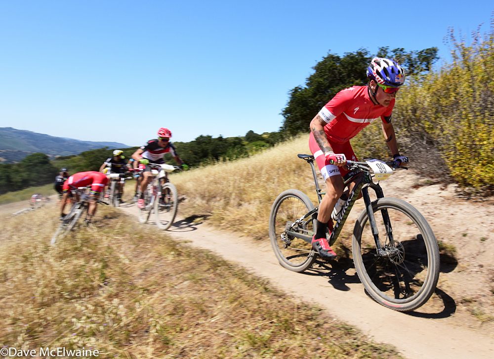 Simon Andreassen (Specialized) pulls away from Russell Finsterwald