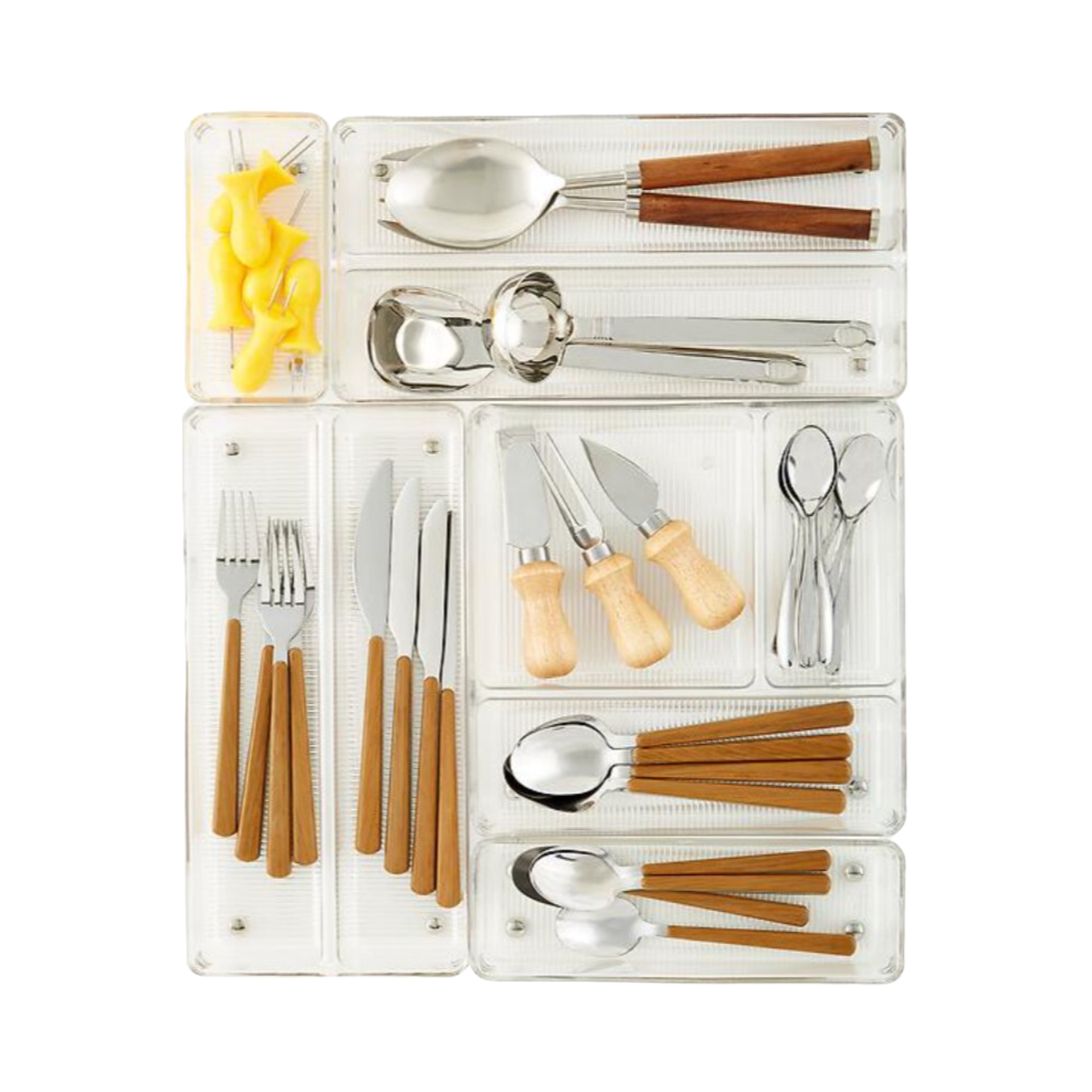 Satu set wadah laci dengan peralatan di dalamnya