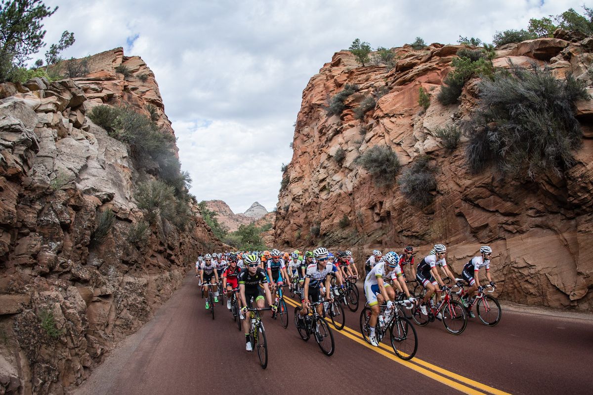Red rocks and deep canyons were all through the start of todays stage