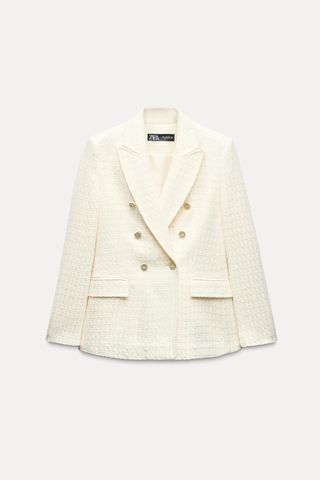 Double Breasted Textured Weave Jacket