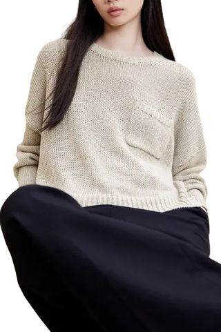 Linen-Cotton Boxy Sweater