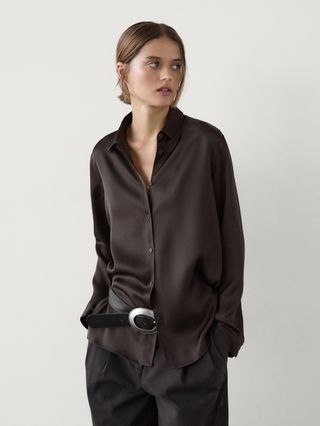 Long Sleeve Satin Shirt With Vents