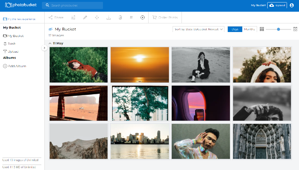 Screenshot of photo storage and sharing site Photobucket