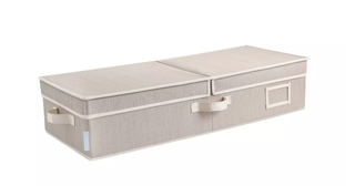 a beige foldable box for storing items