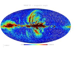A depiction of the magnetic outflows from the Milky Way's center the researchers detected.